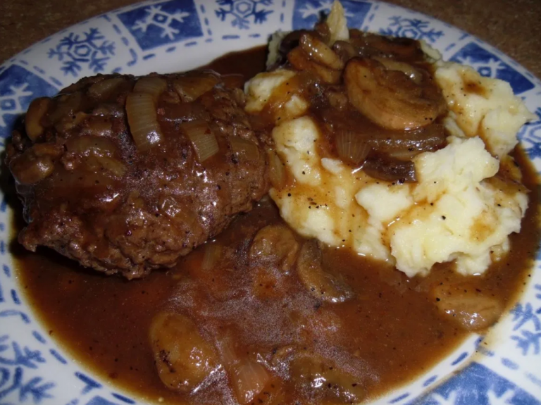 HAMBURGER STEAKS WITH ONION GRAVY