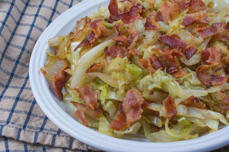 Fried Cabbage with Bacon, Onion, and Garlic