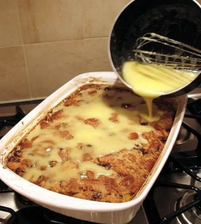 Grandma’s Old-Fashioned Bread Pudding with Vanilla Sauce