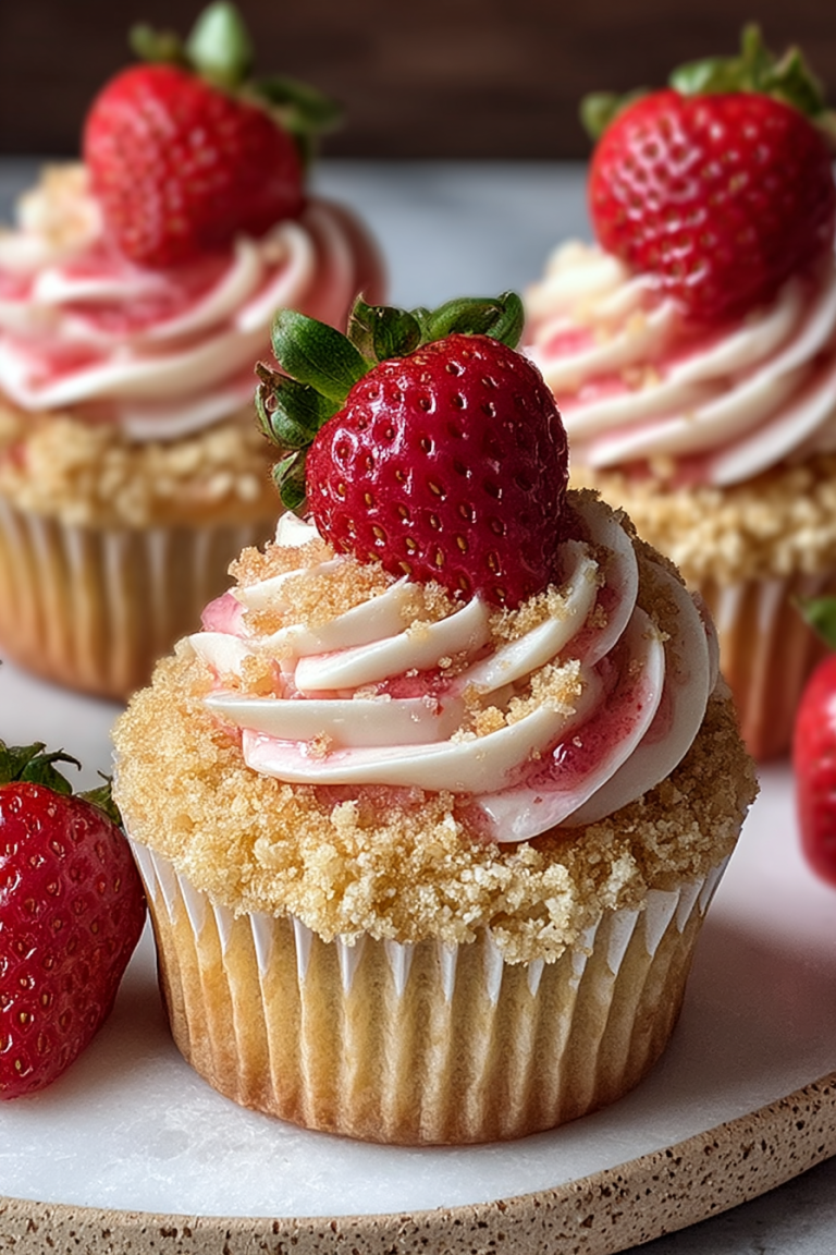 Amazing Strawberry Crunch Cupcakes