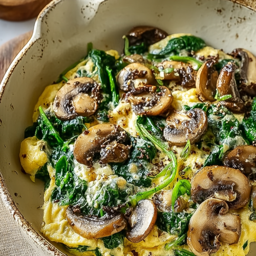 Delicious Mushroom Spinach Scramble