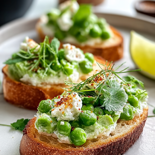 Delicious Pea Ricotta Bruschetta