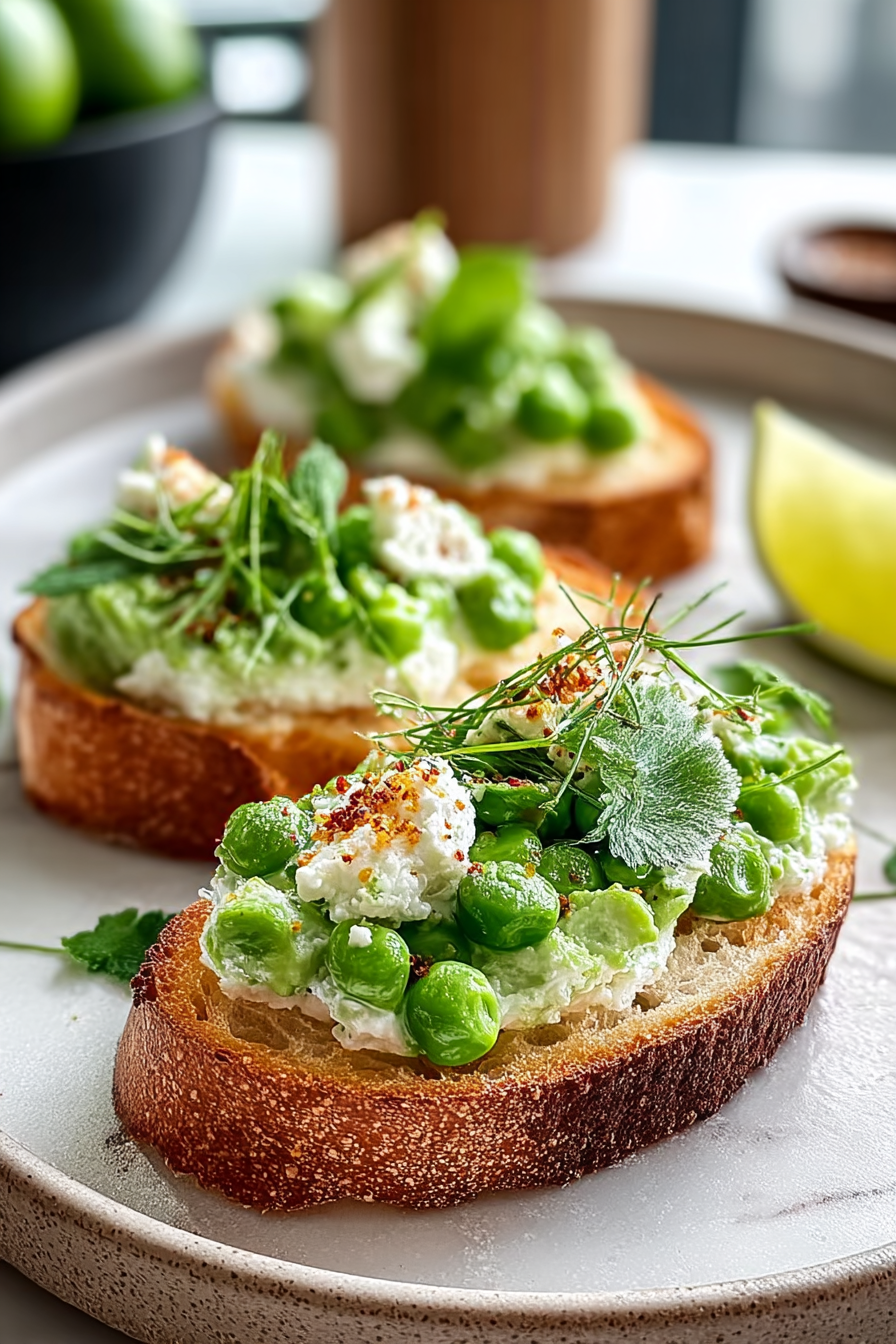 Delicious Pea Ricotta Bruschetta