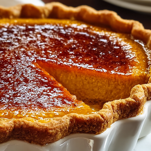 Delish Bourbon Brulee Pumpkin Pie