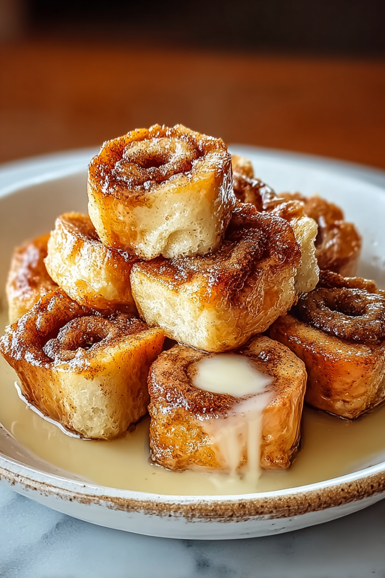 Delish Cinnamon Roll French Toast Bites