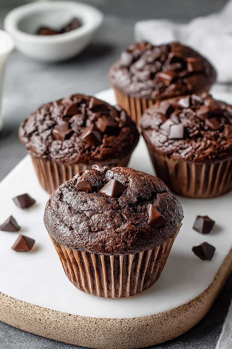Delish Double Chocolate Sour Cream Muffins