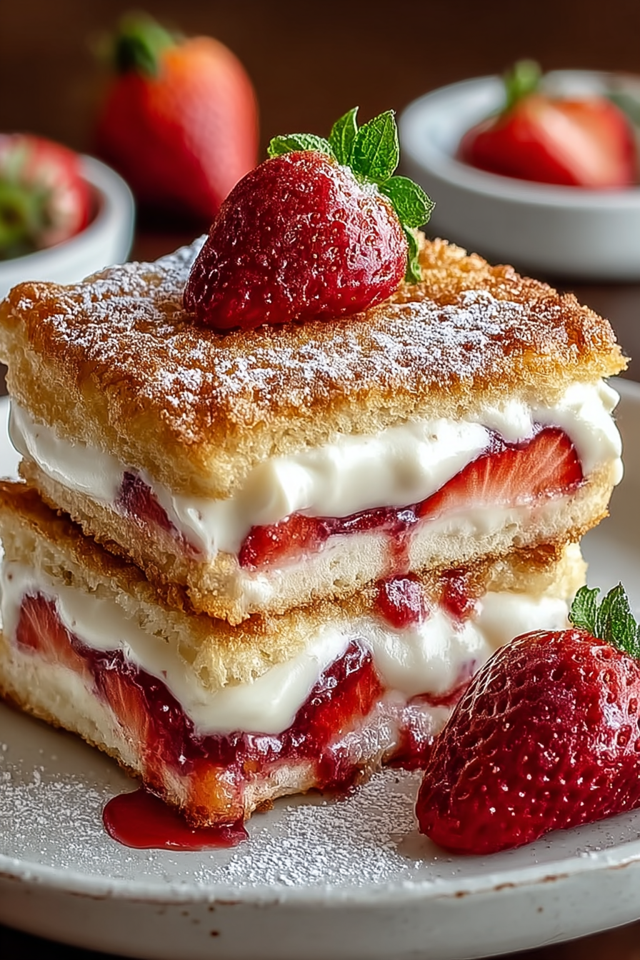 Delish Fried Strawberry Cheesecake Sandwiches