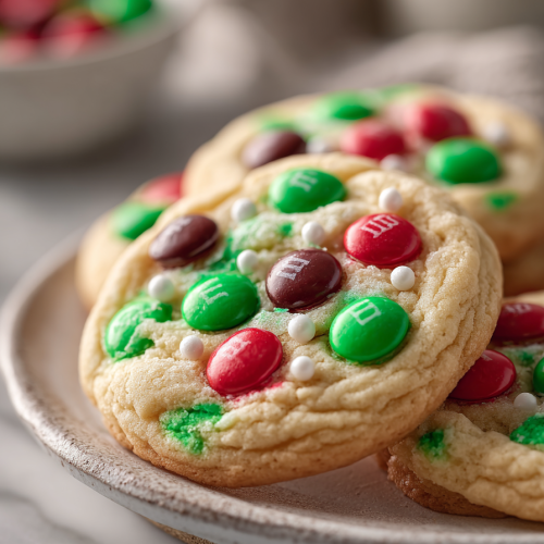 Delish M&M Christmas Sugar Cookies