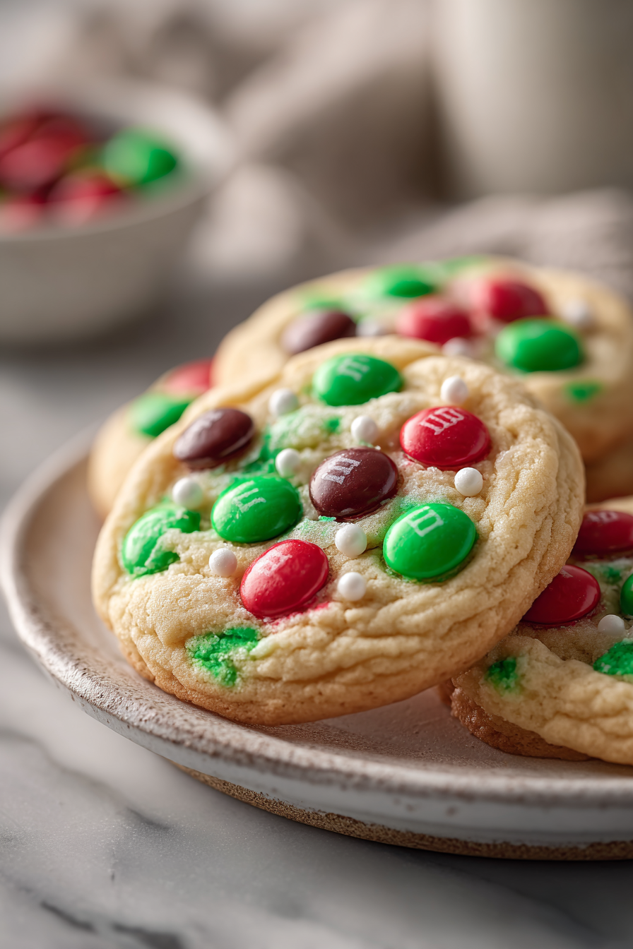 Delish M&M Christmas Sugar Cookies