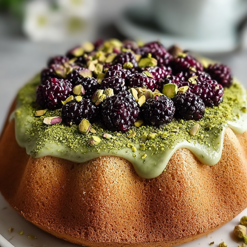 Delish Pistachio Blackberry Olive Oil Cake