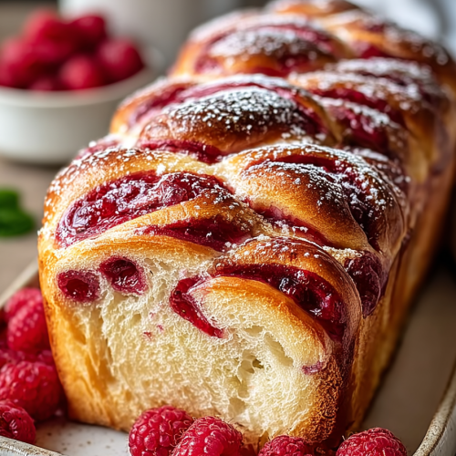 Delish Raspberry Swirl Brioche Loaf