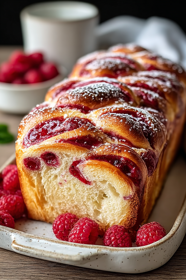 Delish Raspberry Swirl Brioche Loaf