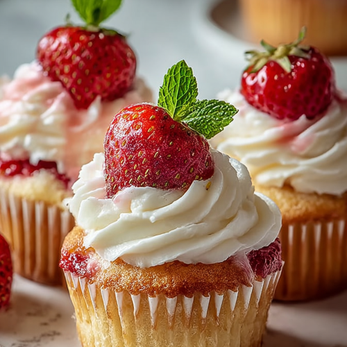 Delish Strawberry Cream Cheese Cupcakes