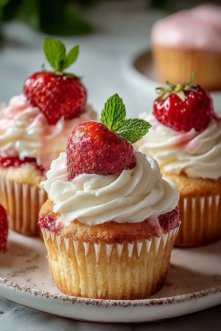 Delish Strawberry Cream Cheese Cupcakes