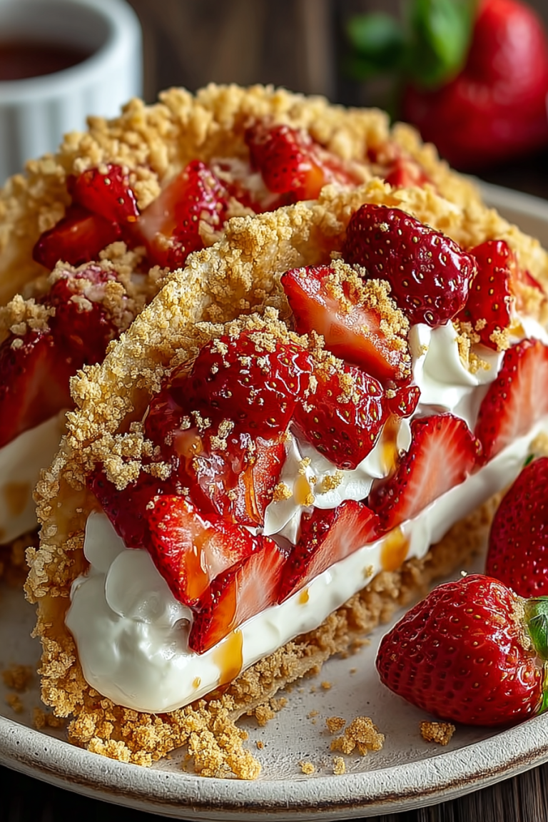 Delish Strawberry Crunch Cheesecake Tacos