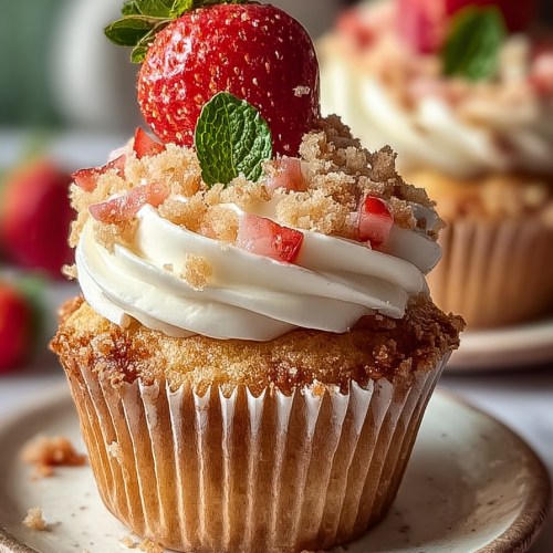 Delish Strawberry Crunch Cupcakes
