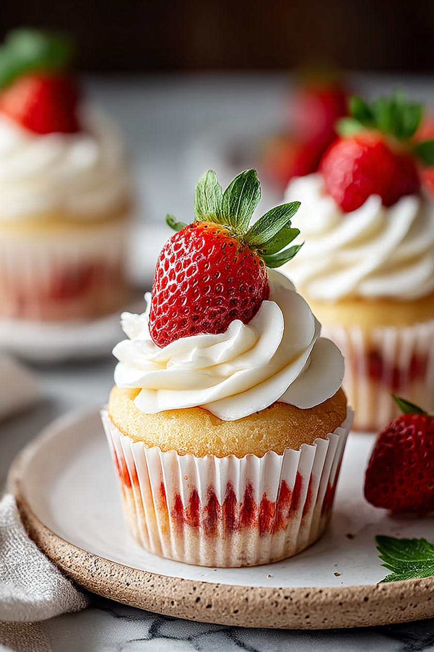 Delish Strawberry Filled Cupcakes