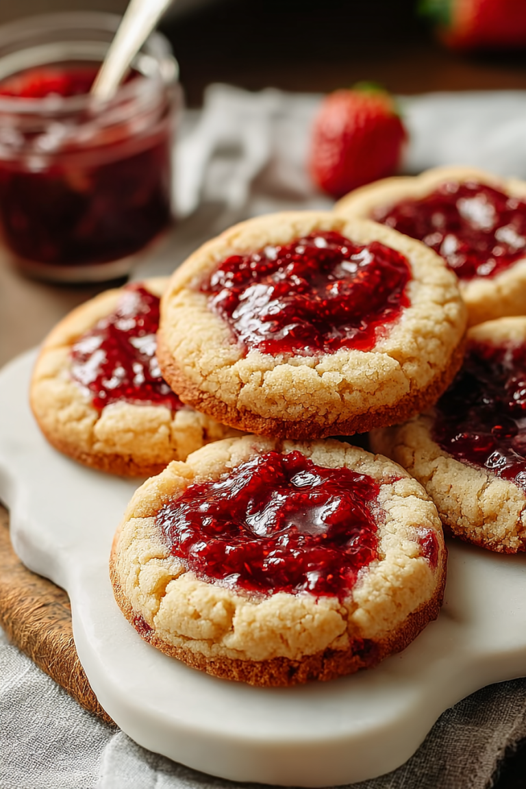 Delish Strawberry Jam Cheesecake Cookies