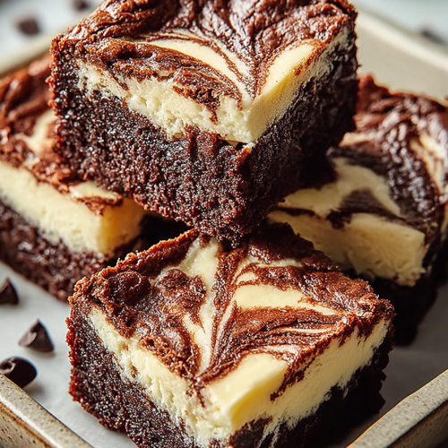 Delish Swirled Cheesecake Brownies