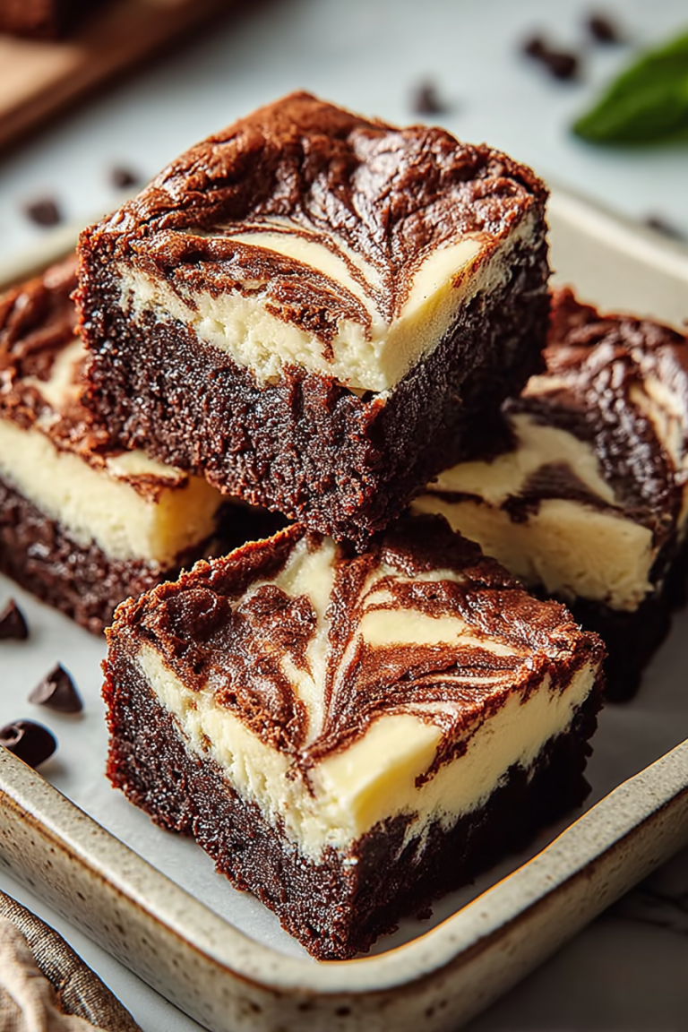 Delish Swirled Cheesecake Brownies