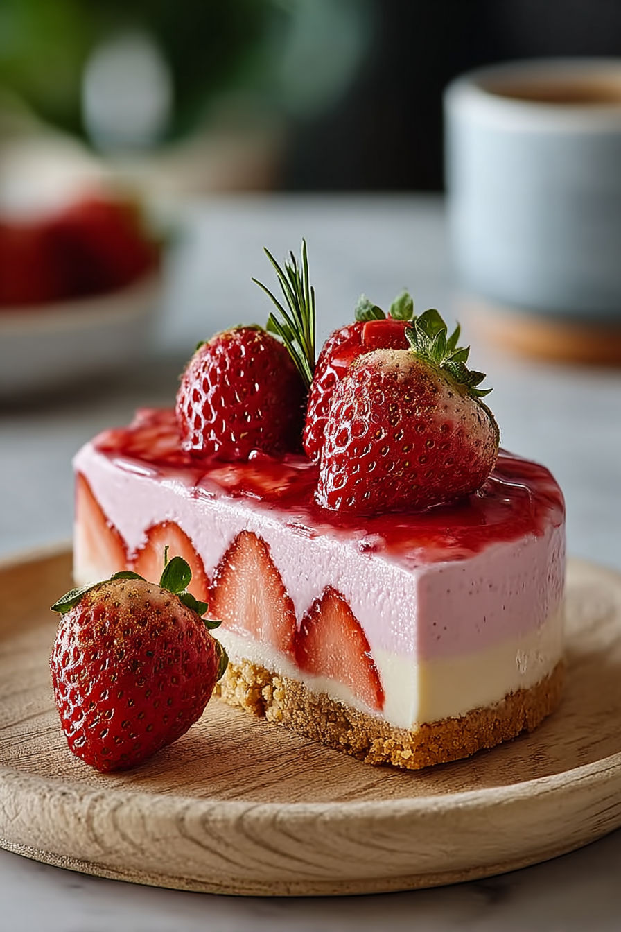 Delish Velvet Strawberry Cheesecake