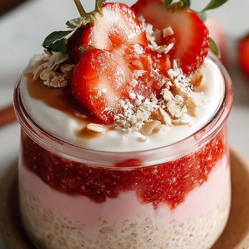 Dreamy Strawberry Cheesecake Overnight Oats