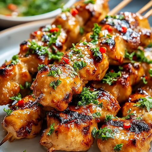 Easy Bang Bang Chicken Skewers