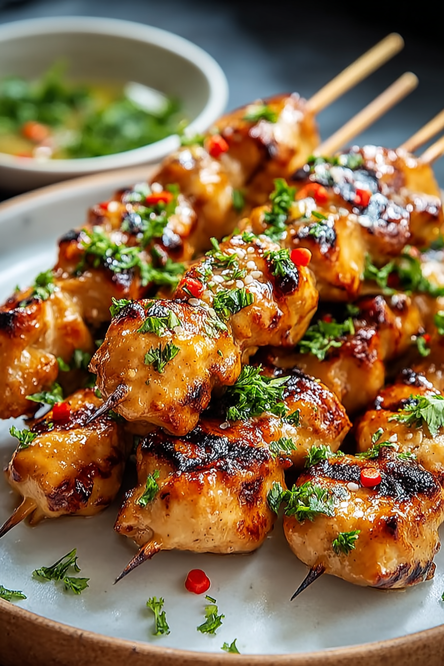 Easy Bang Bang Chicken Skewers
