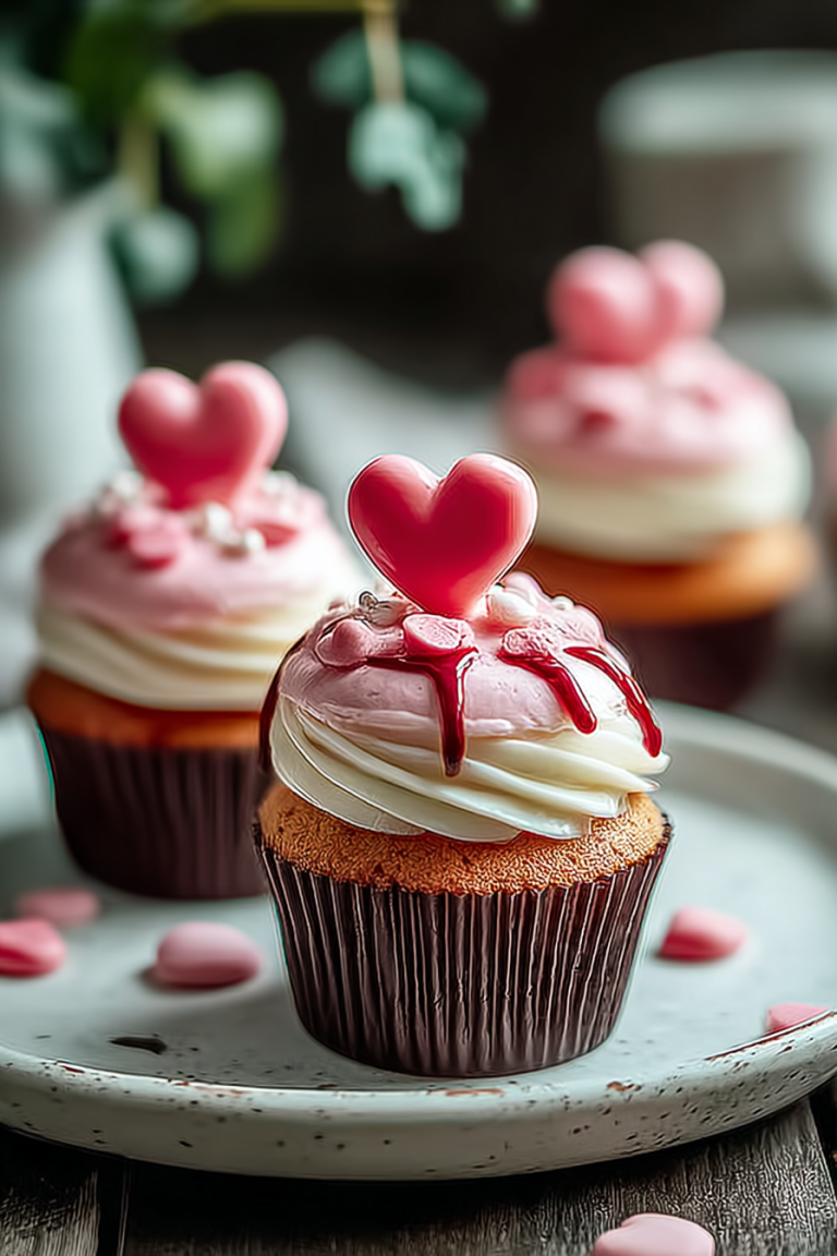 Easy Bleeding Heart Valentine Cupcakes