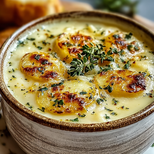 Easy Cheesy Garlic Herb Potato Soup