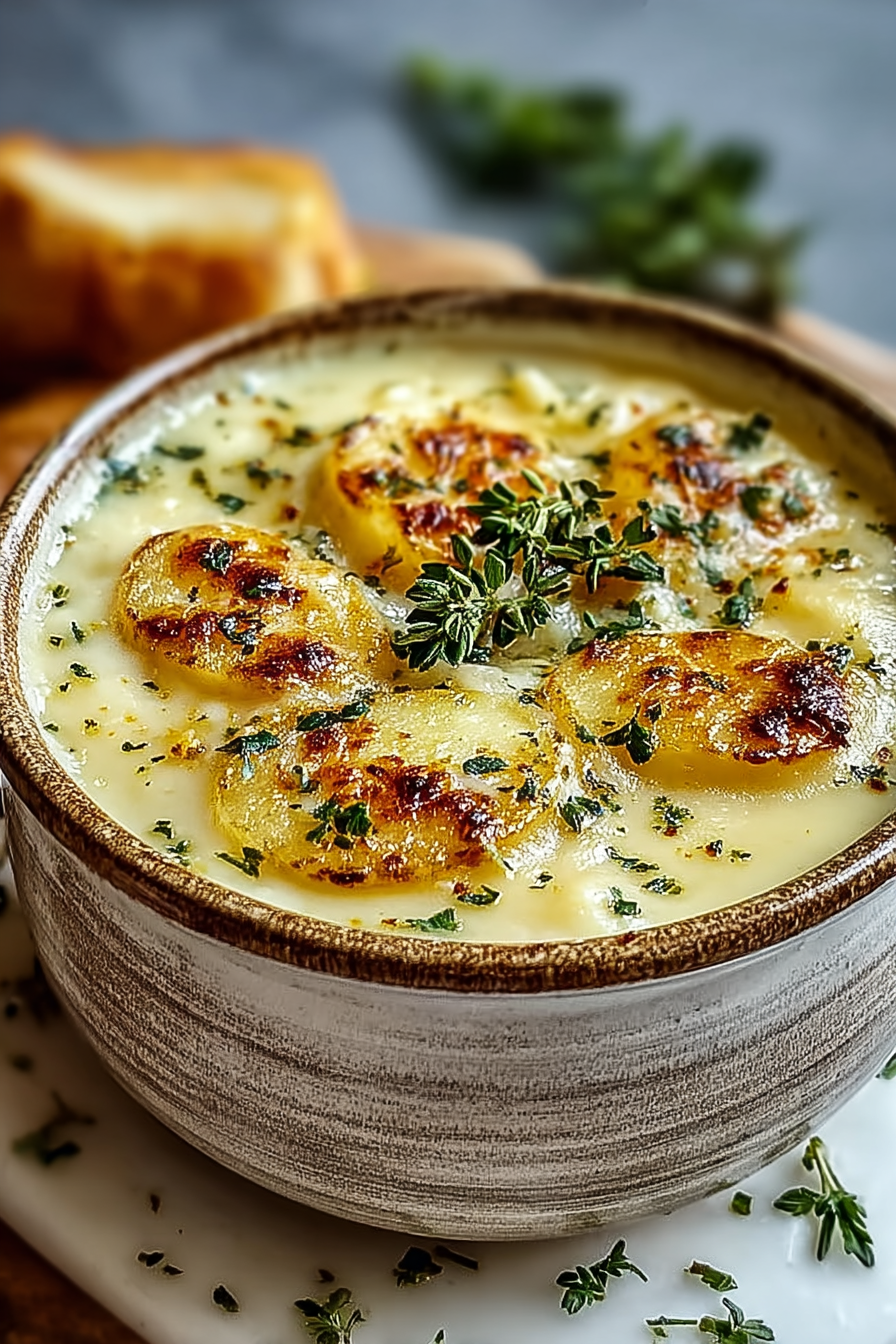 Easy Cheesy Garlic Herb Potato Soup