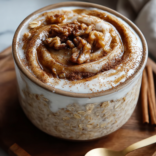 Easy Cinnamon Roll Overnight Oats