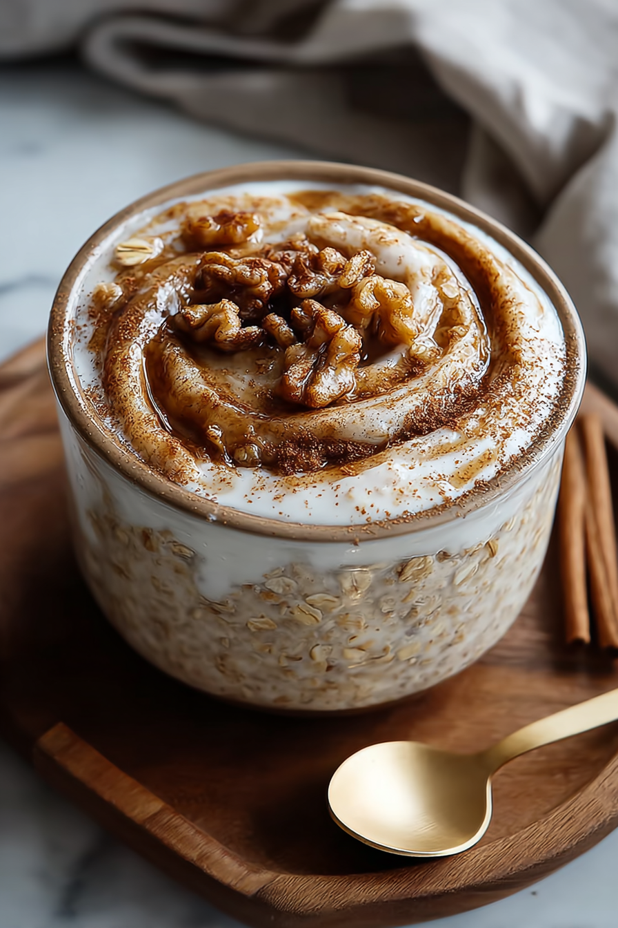 Easy Cinnamon Roll Overnight Oats