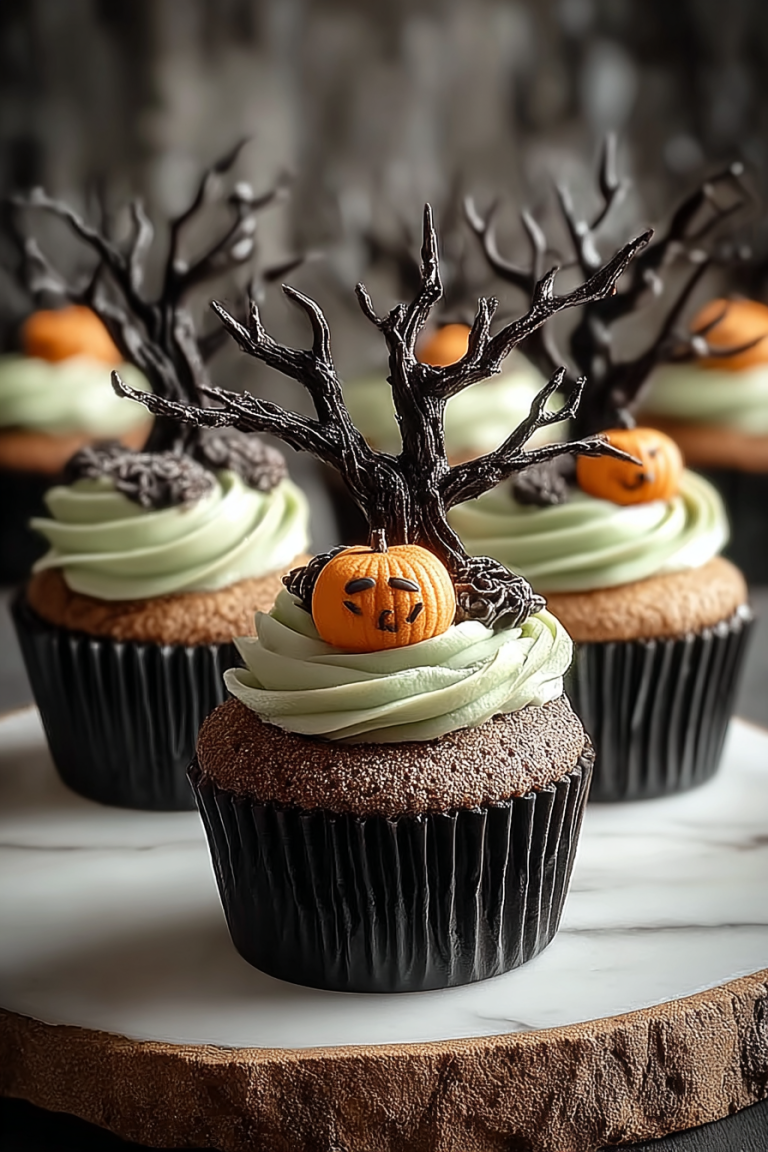 Easy Creepy Tree Cupcakes