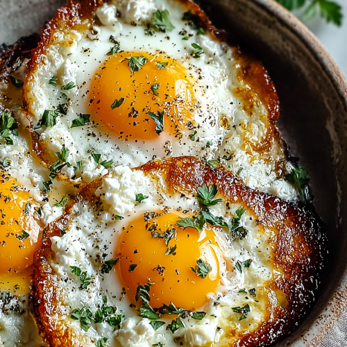 Easy Crispy Feta Fried Eggs
