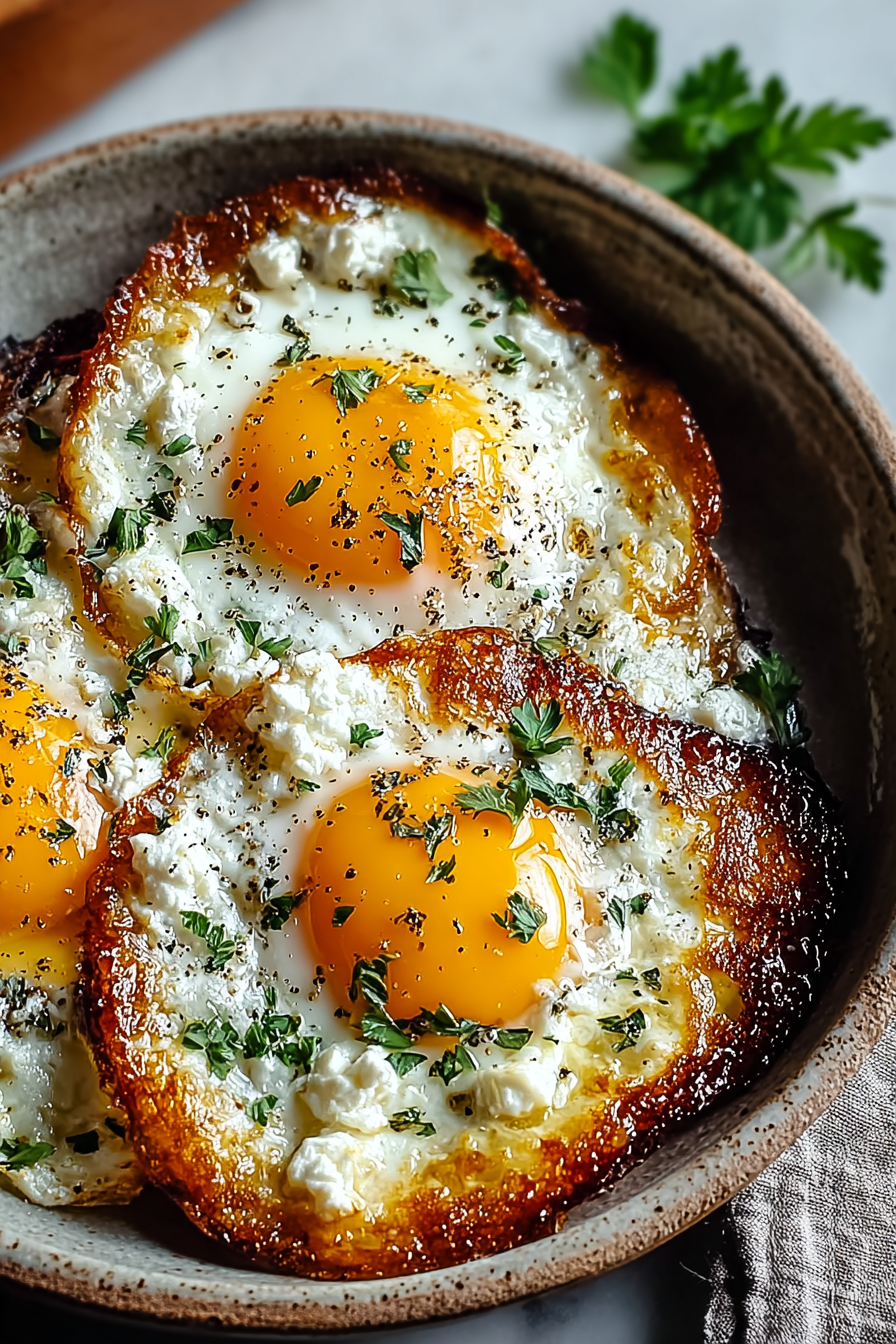 Easy Crispy Feta Fried Eggs