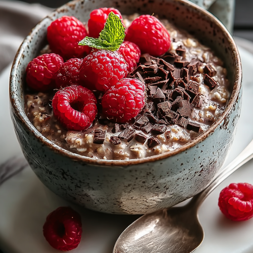 Easy Dark Chocolate Raspberry Oats