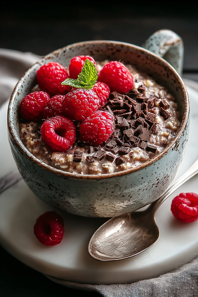 Easy Dark Chocolate Raspberry Oats