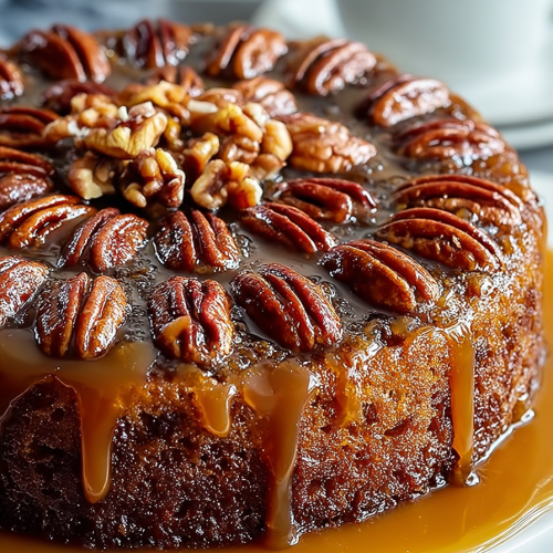 Easy Gooey Pecan Upside Down Cake