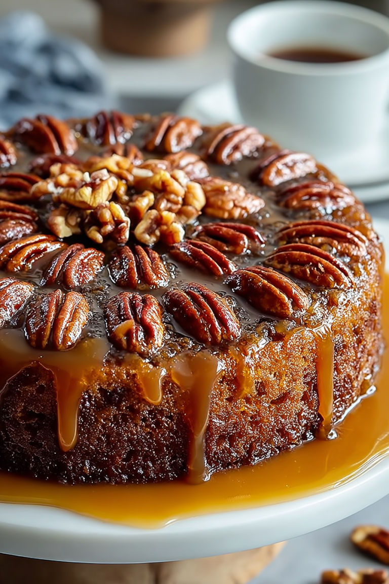 Easy Gooey Pecan Upside Down Cake