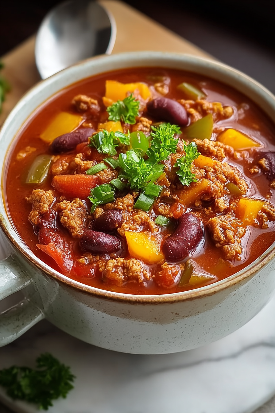 Easy Hearty Turkey Vegetable Chili