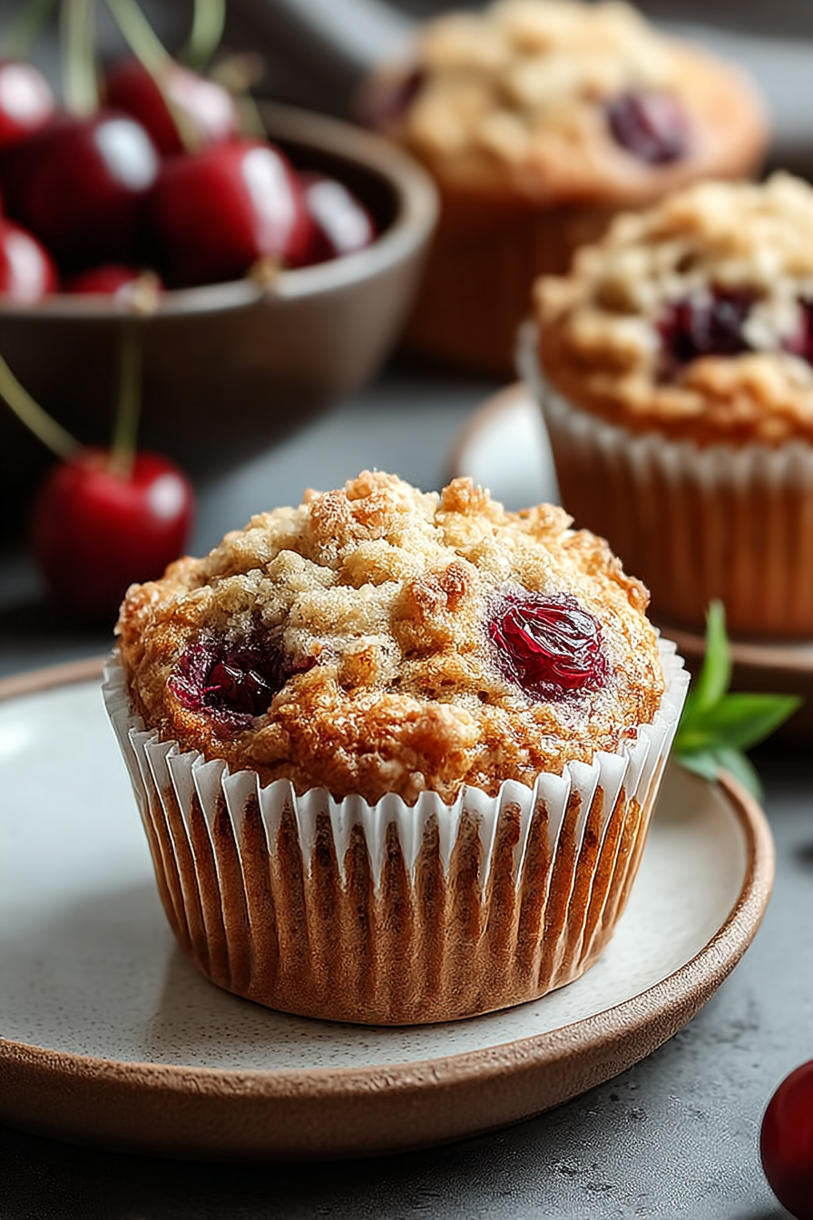 Easy Homemade Cherry Cobbler Muffins