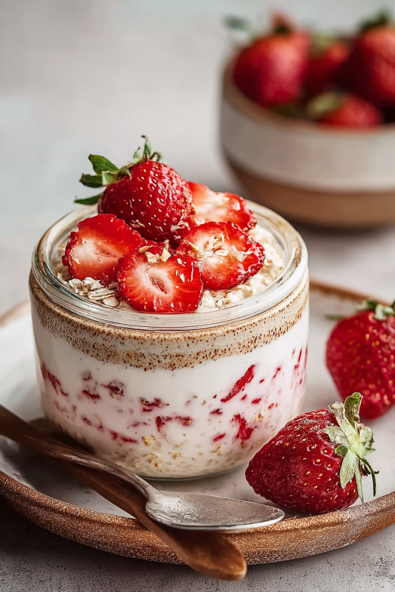 Easy Strawberries and Cream Overnight Oats