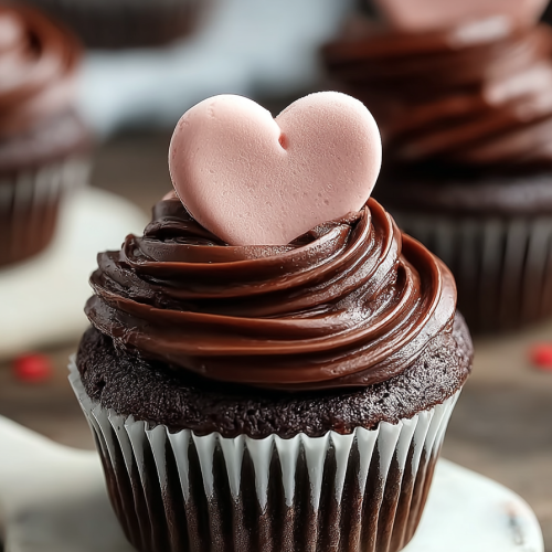 Easy Valentine Chocolate Heart Cupcakes