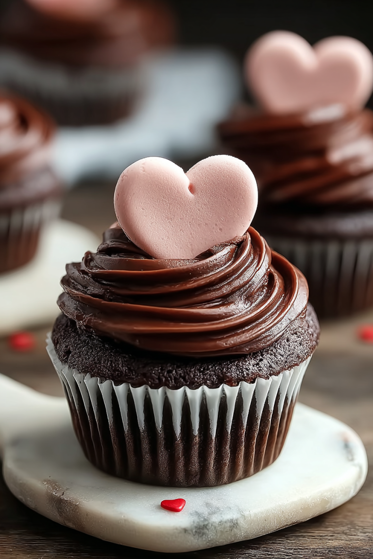 Easy Valentine Chocolate Heart Cupcakes