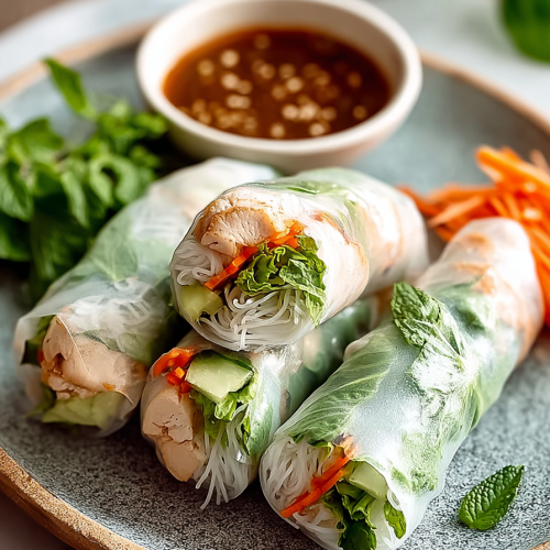 Easy Vietnamese Chicken Summer Rolls