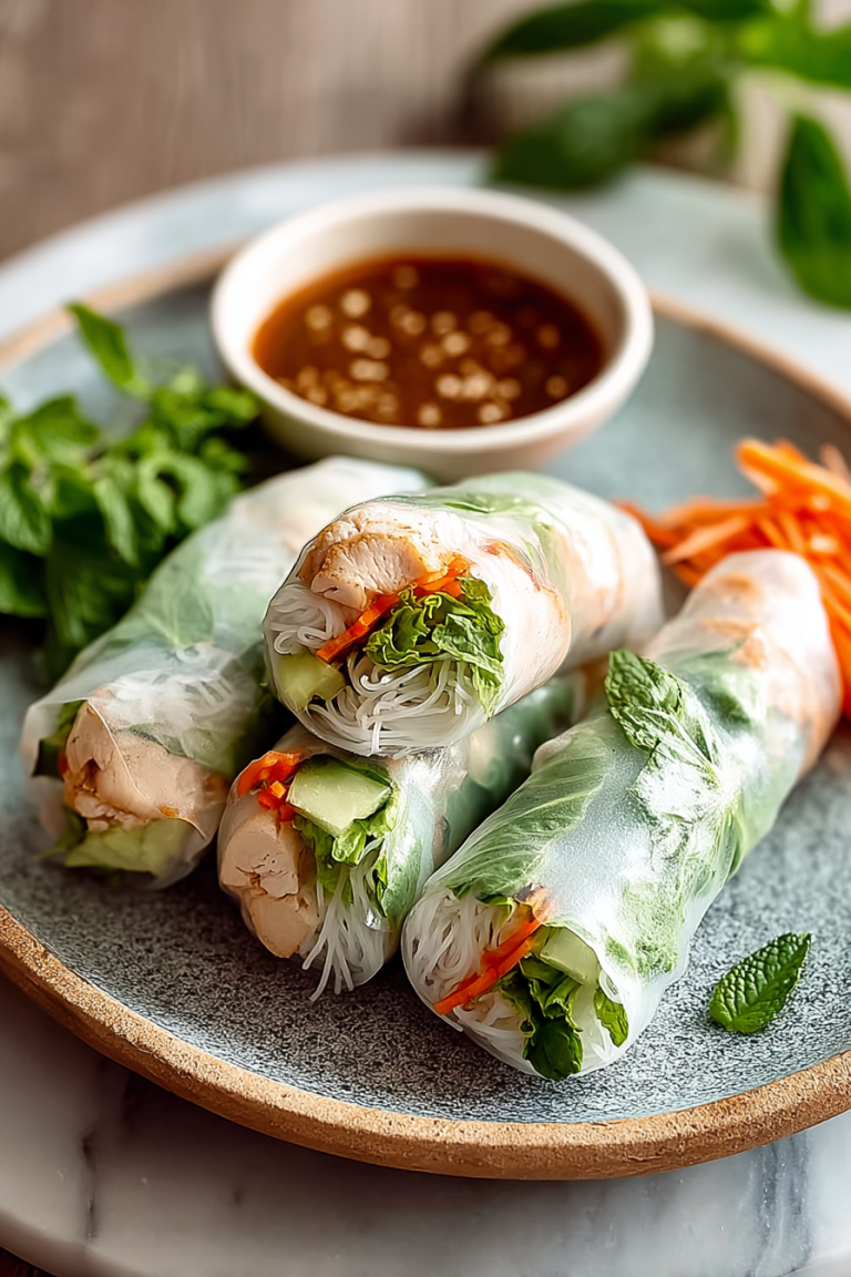 Easy Vietnamese Chicken Summer Rolls