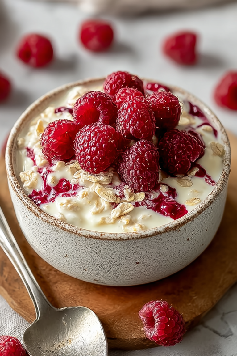 Easy White Chocolate Raspberry Overnight Oats