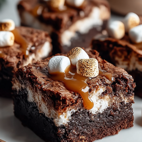 Gooey Caramel Marshmallow Brownies