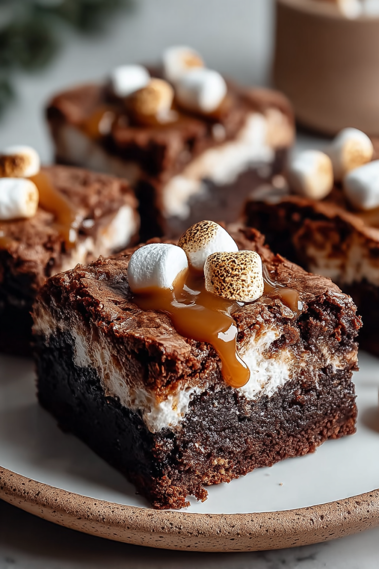 Gooey Caramel Marshmallow Brownies